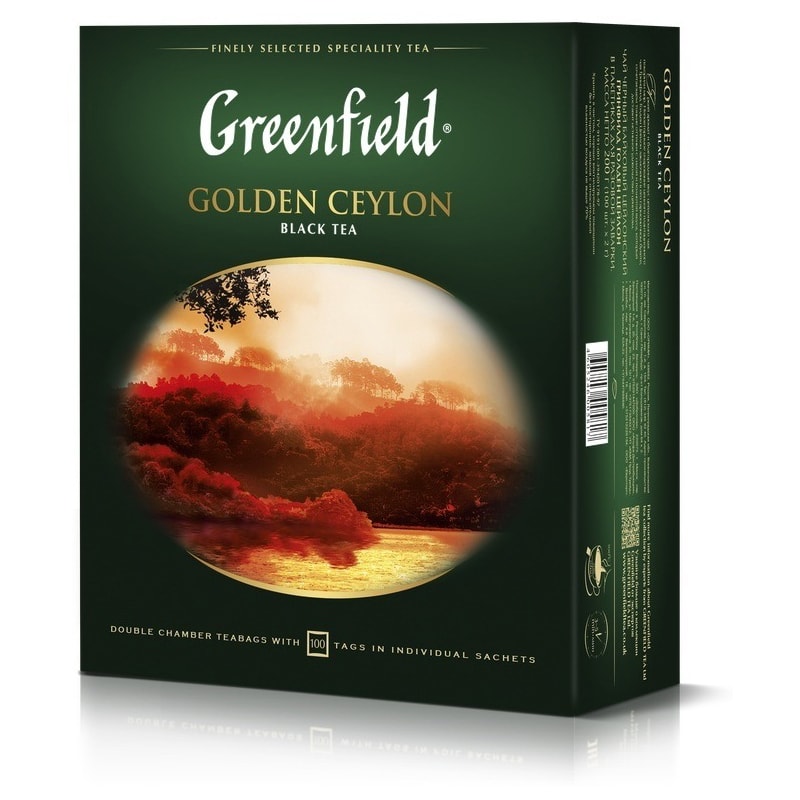 Чай черный листовой Greenfield Golden Ceylon 100 пакетиков, 200 гр.